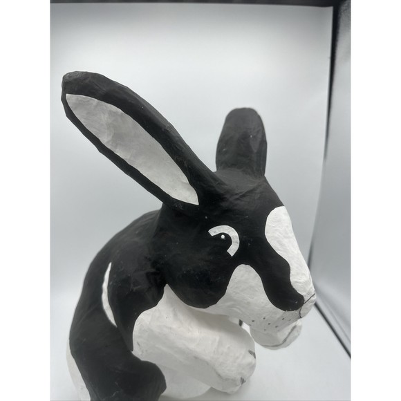 Dept 56 Bunny Rabbit Papier Paper Mache Large Black White Easter RARE - Picture 9 of 16